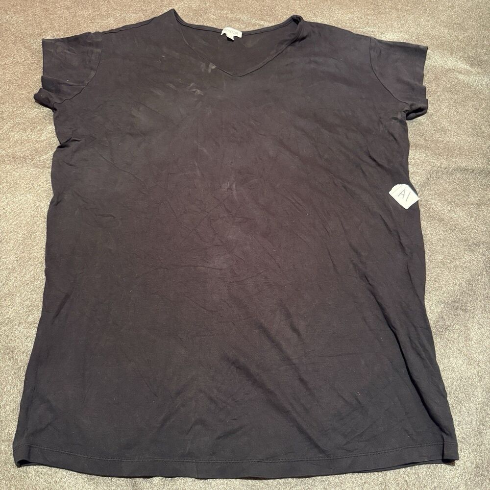 Prologue Womens Blouse XXL Double Extra Large Black Short Sleeve Top Cotton